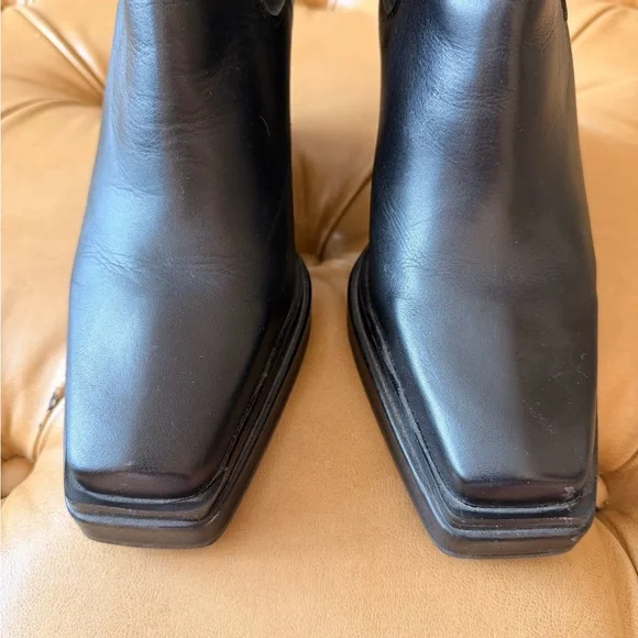 Steve Madden Black Leather Platform Chelsea Heeled Boots - Picture 8 of 9